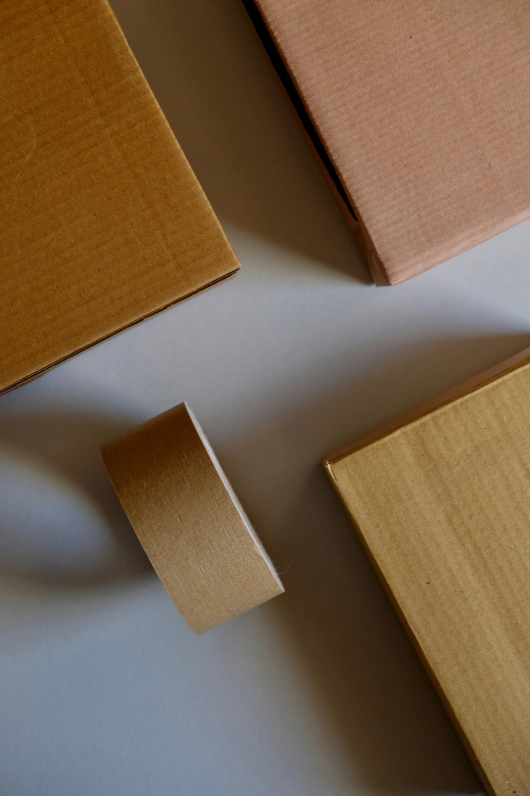 Kraft paper parcel tape and cardboard boxes